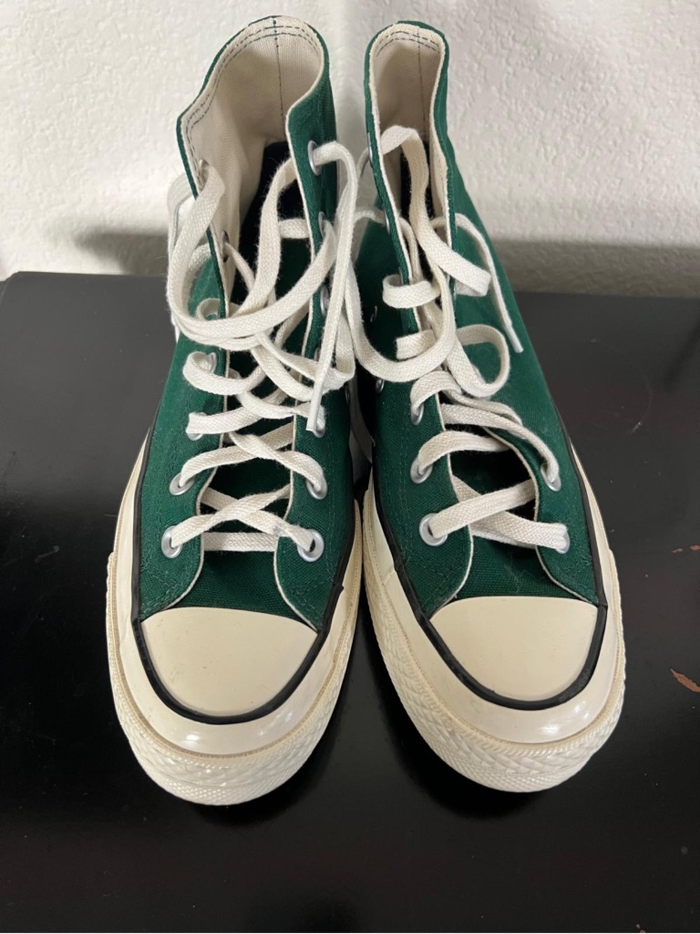 Classic High-Top Canvas Sneakers in Dark Green